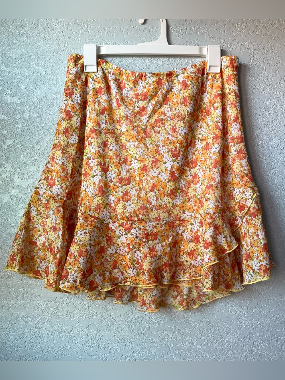 Y2K Fashion Bug Floral Ruffle Mini Skirt | Cottagecore Boho | Size Large